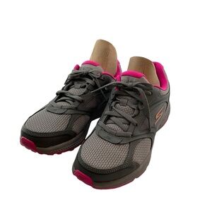 SKECHERS sz 7 Women's Go Run Goya Mat Leather Athletic Sneakers Gray Pink